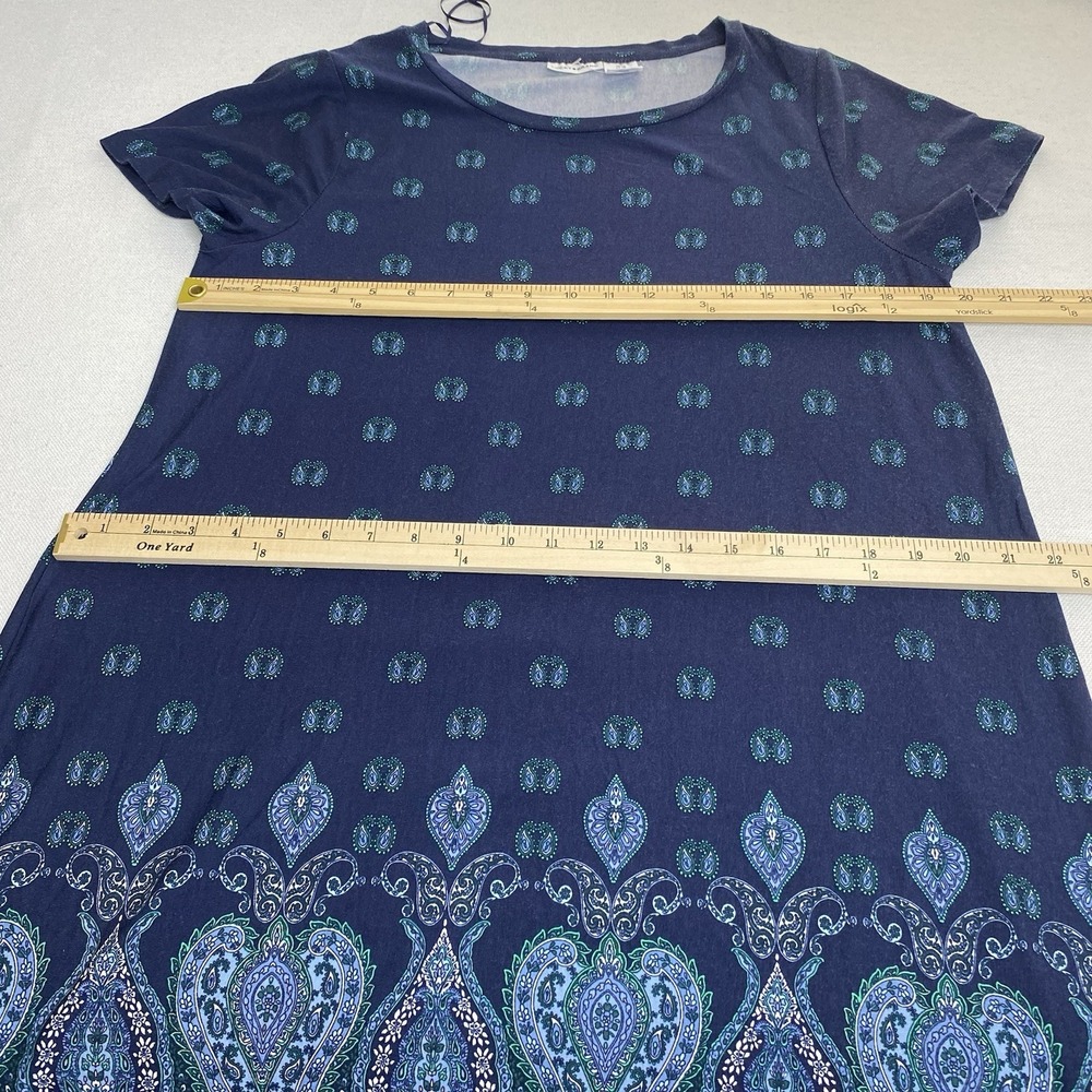 Lucky Brand Tee Shirt Dress Womens Plus Size 1X Blue/Green Paisley Print - Picture 8 of 11